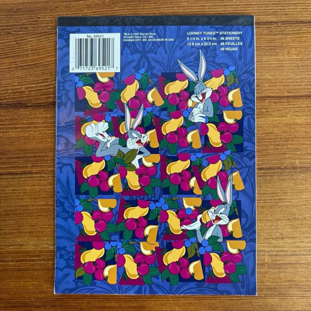 1997 Looney Tunes Bugs Bunny Stationery Pad 43 Sheets 6 1/4 x 8 3/4